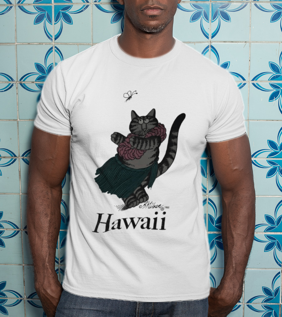 B Kliban Cat In Hula Skirt Hawaii T-Shirt