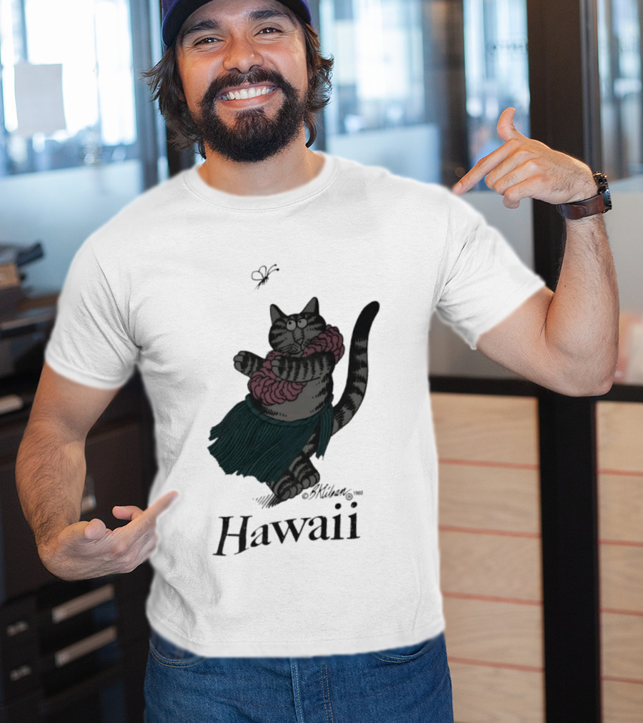 B Kliban Cat In Hula Skirt Hawaii T-Shirt