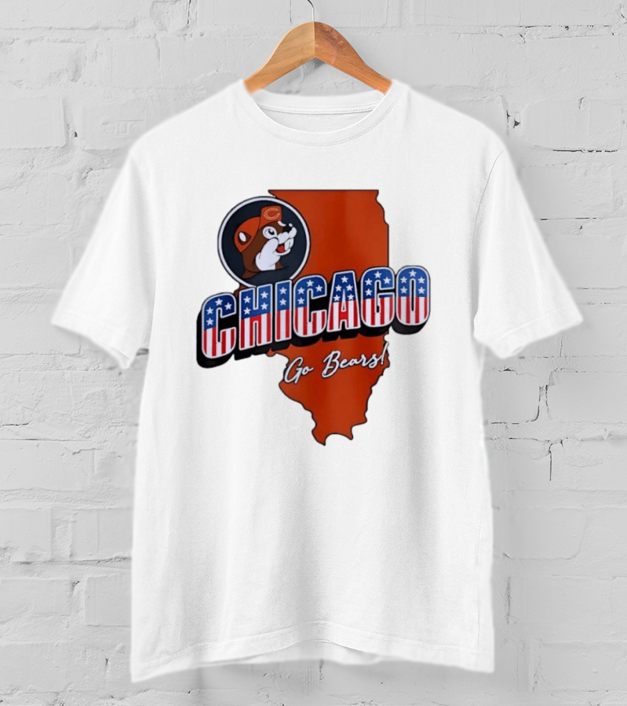 Chicago Bears Buc Ee's Go Bears Patriotic Illinois Map T-Shirt