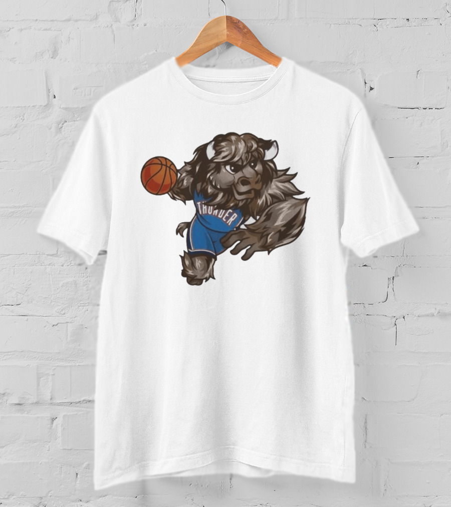 Oklahoma City Thunder Rumble The Bison Basketball Mascot Fun T-Shirt