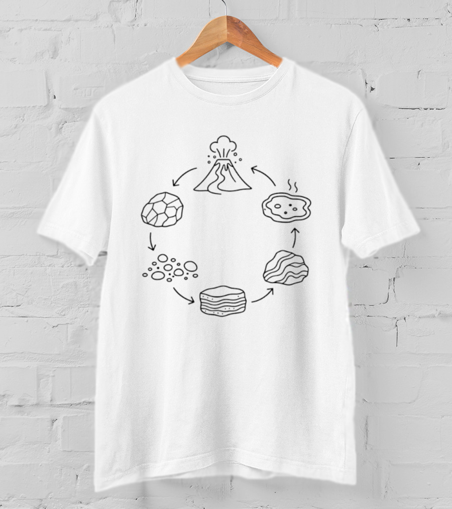 Rock Cycle Diagram Volcano And Earth Science Geology T-Shirt