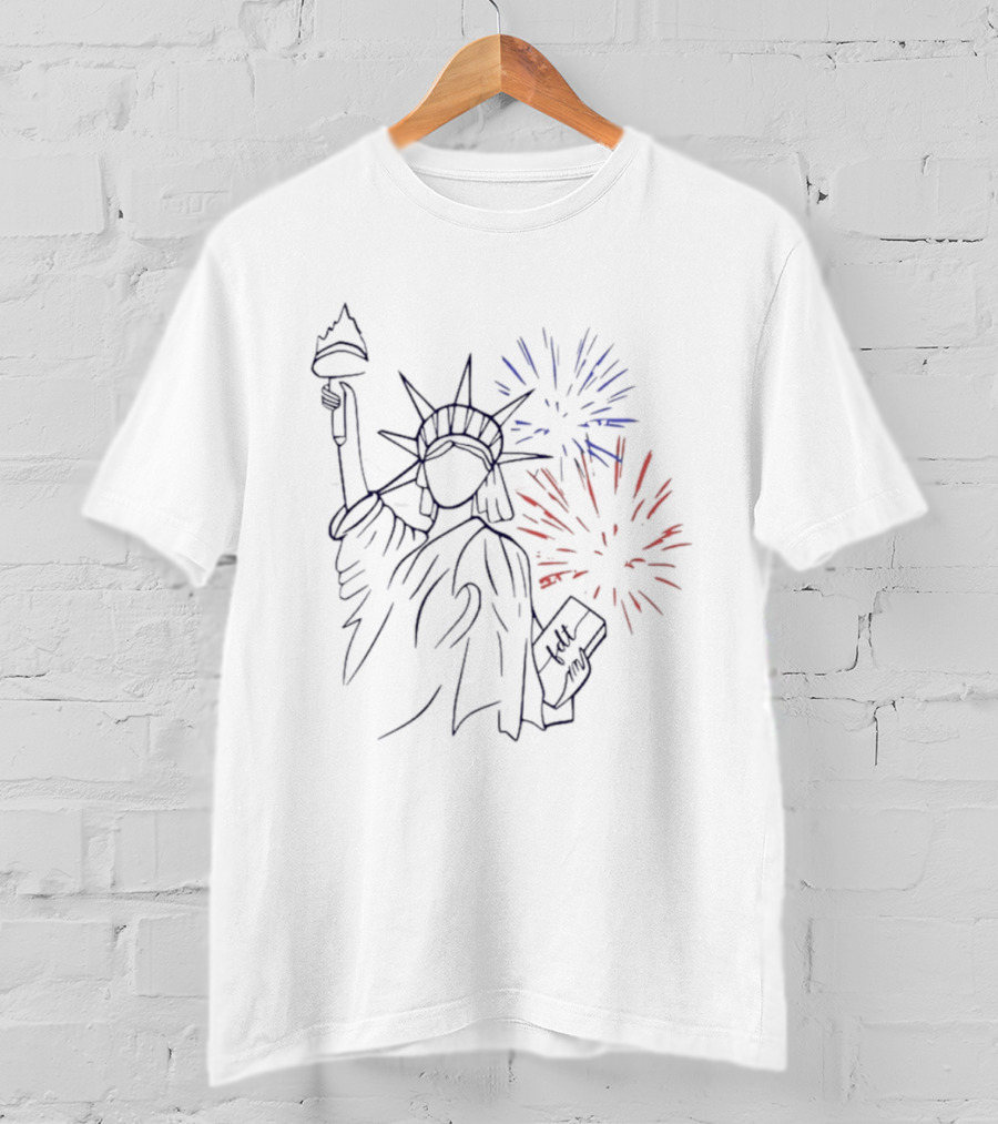 Subtle FDT July 4th Statue Of Liberty Fireworks Celebration T-Shirt