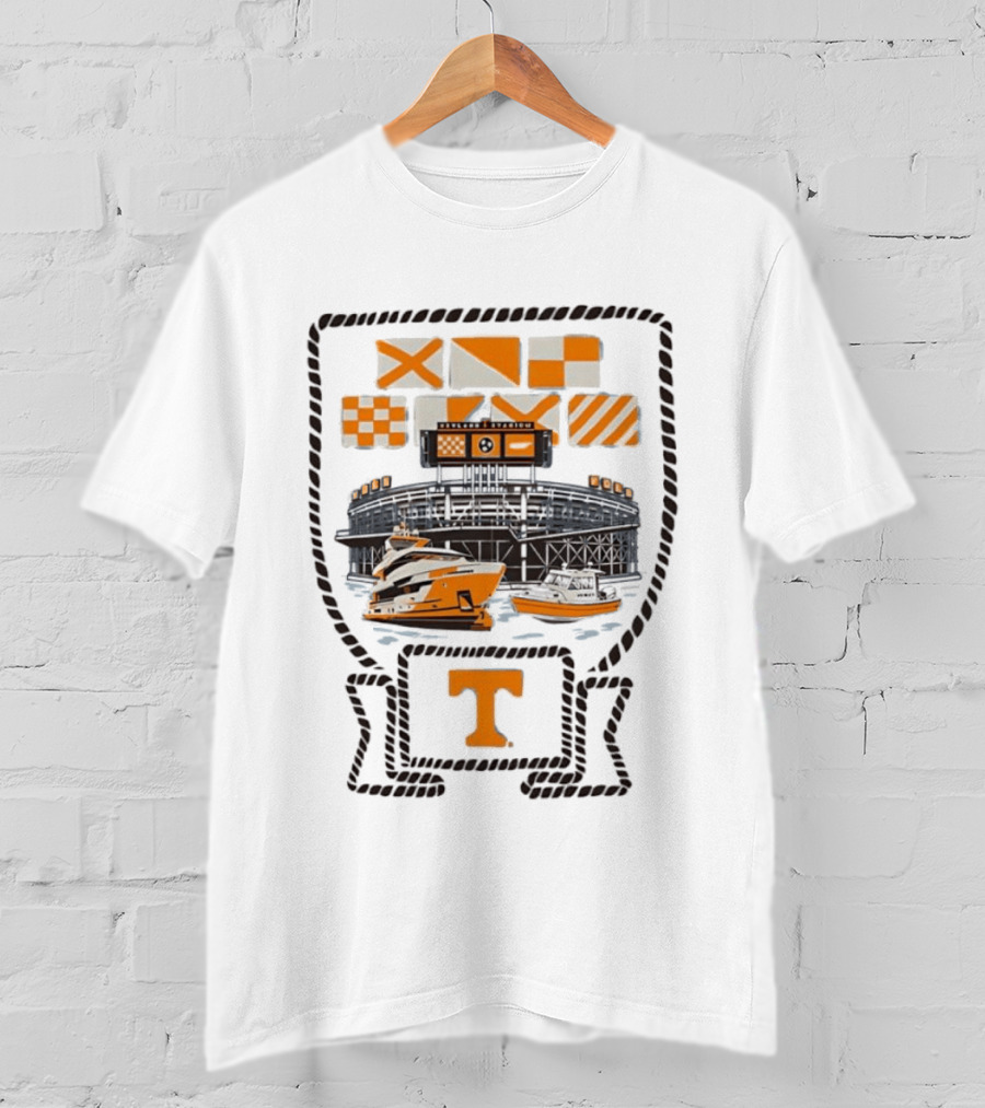 Neyland Stadium Sailgating Tennessee Volunteers Boats Nautical Flags T-Shirt