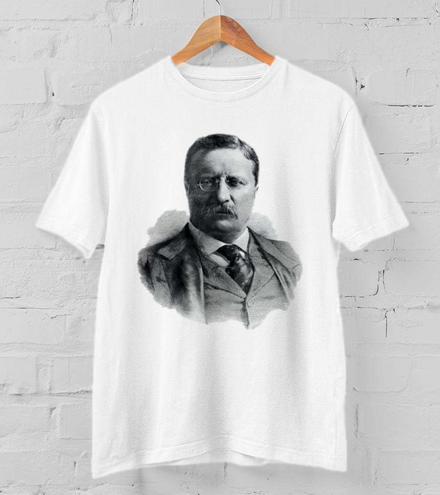 Theodore Roosevelt Engraving President USA Iconic Historical Figure T-Shirt
