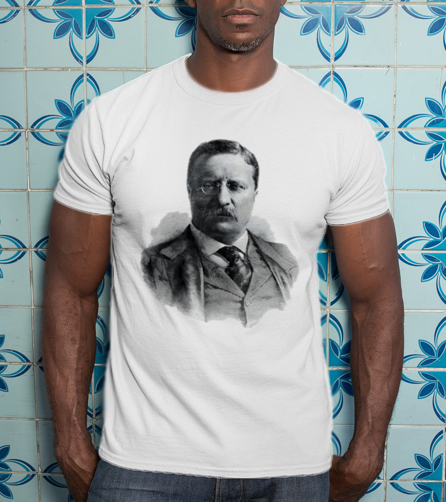 Theodore Roosevelt Engraving President USA Iconic Historical Figure T-Shirt