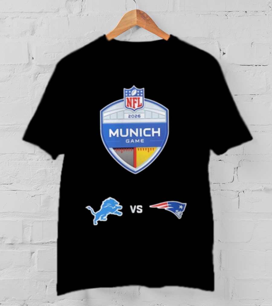Detroit Lions Vs New England Patriots NFL 2026 Munich Game Matchup T-Shirt