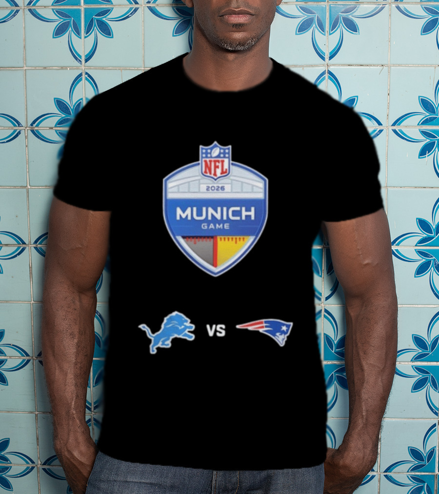 Detroit Lions Vs New England Patriots NFL 2026 Munich Game Matchup T-Shirt