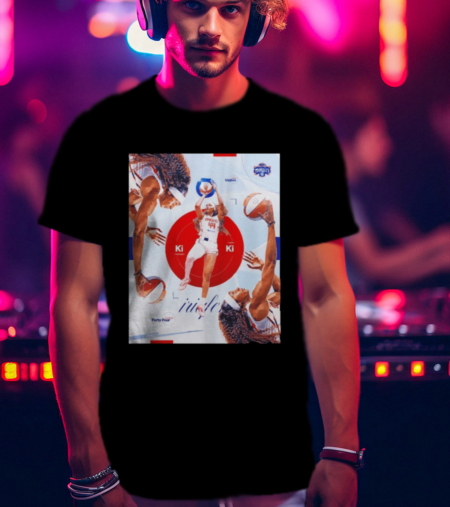 Washington Mystics Player Kiki Iriafen Number Forty Four Basketball Action Montage T-Shirt