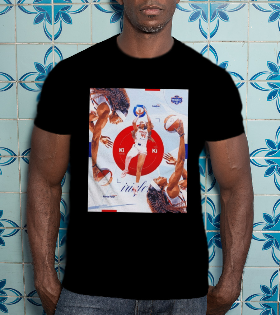 Washington Mystics Player Kiki Iriafen Number Forty Four Basketball Action Montage T-Shirt