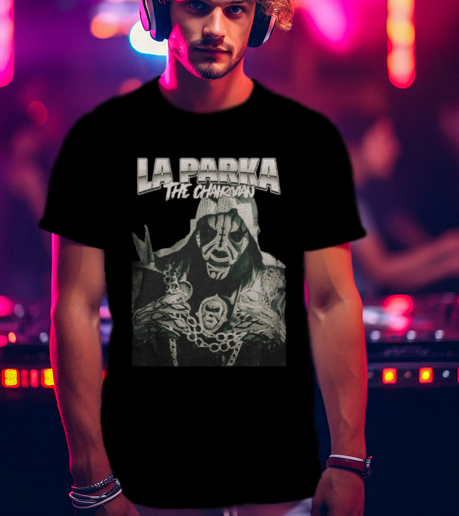 La Parka The Chairman Mexican Wrestler Iconic Mask And Chains T-Shirt