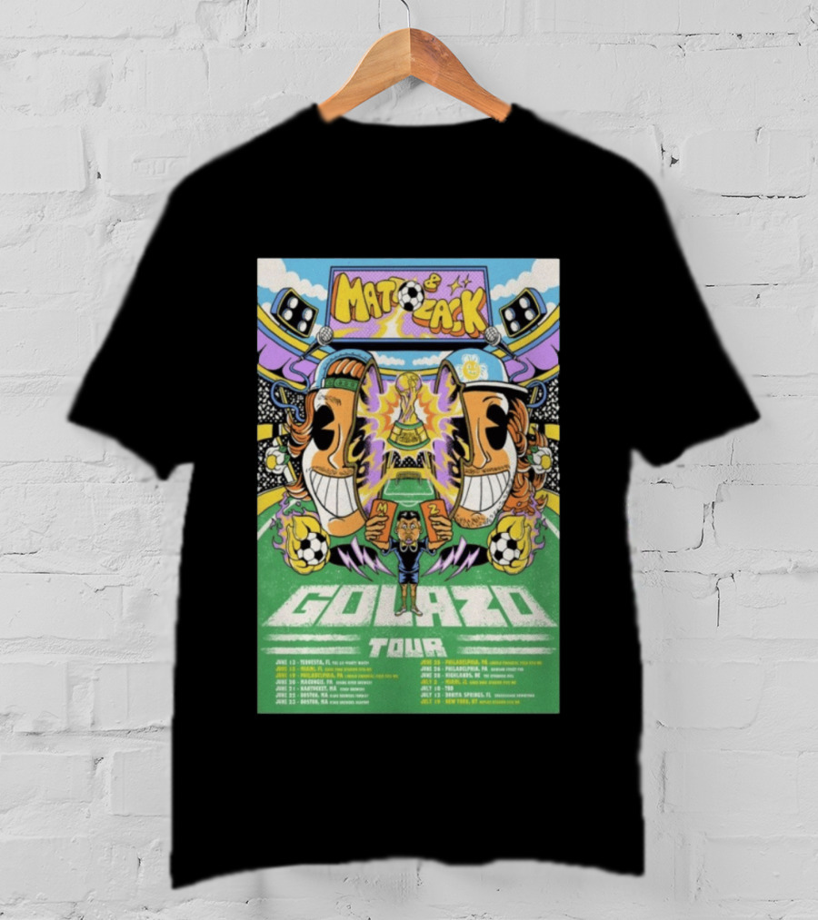Matt And Zack Golazo Tour 26 June July Soccer Event Featuring Iconic World Cup Trophy And Speaker T-Shirt