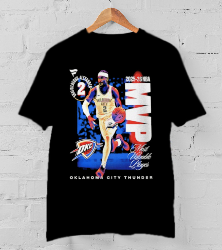 Oklahoma City Thunder Shai Gilgeous Alexander 2025 26 NBA MVP 2 Basketball Legend T-Shirt