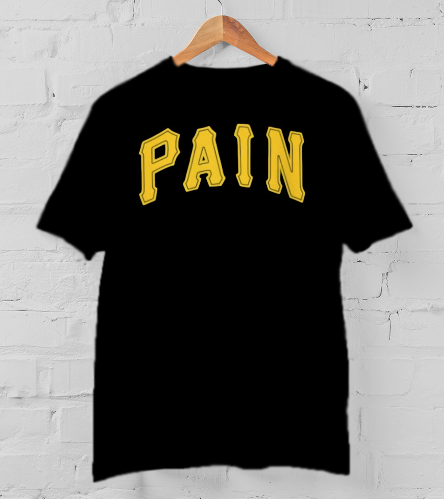 Pittsburgh Pirates Pain Text Yellow Block T-Shirt