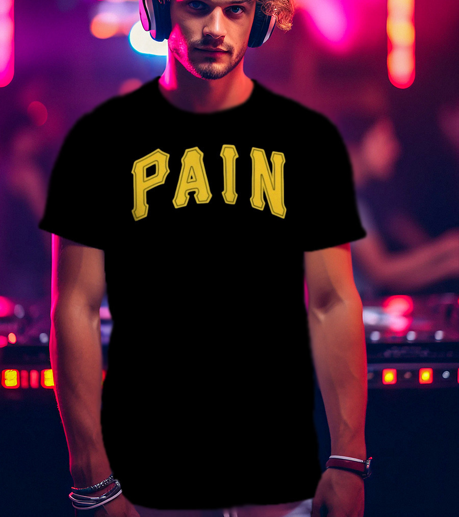Pittsburgh Pirates Pain Text Yellow Block T-Shirt