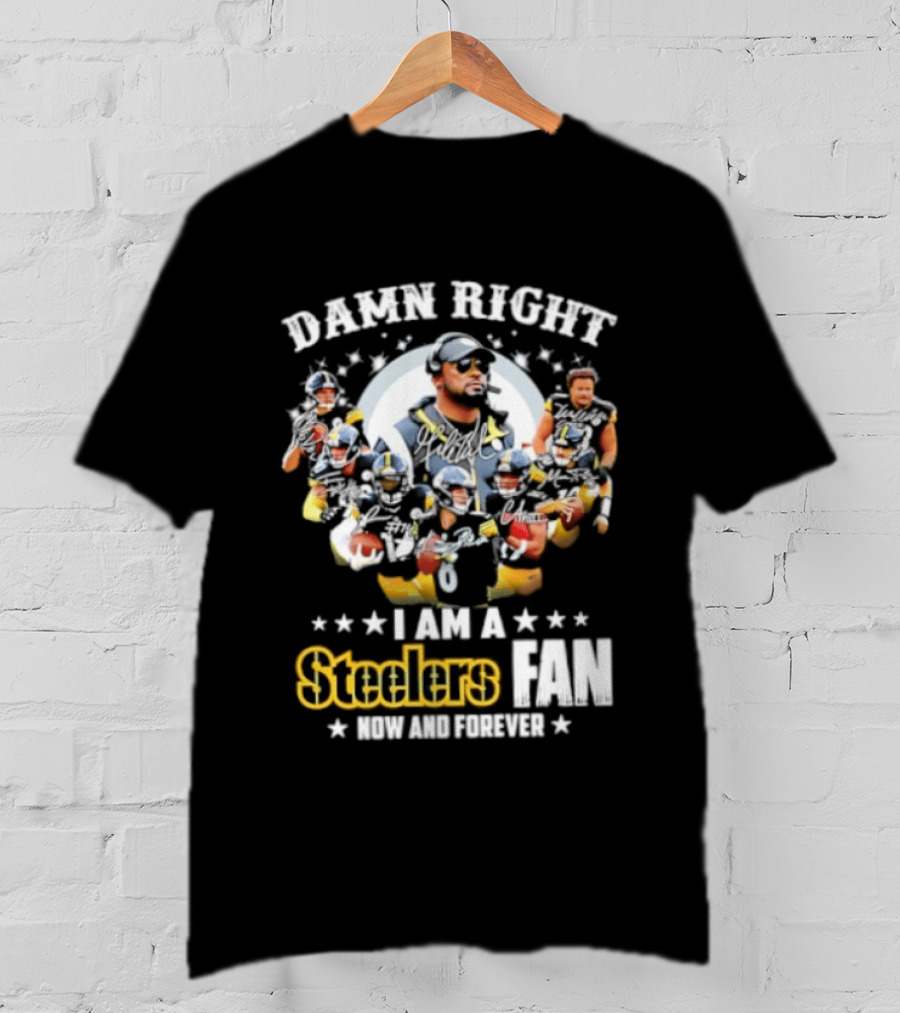 Pittsburgh Steelers Damn Right I Am A Steelers Fan Now And Forever T-Shirt