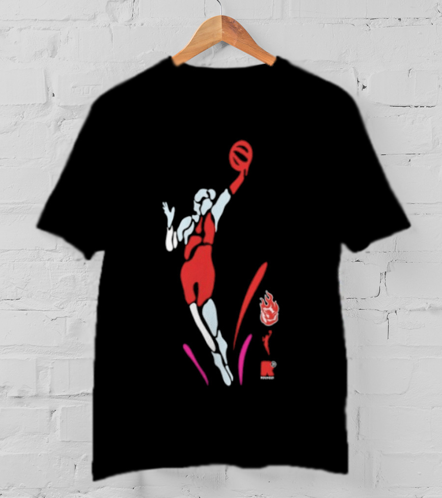 Portland Fire WNBA Round 21 Basketball Victory Player Silhouette Flame T-Shirt