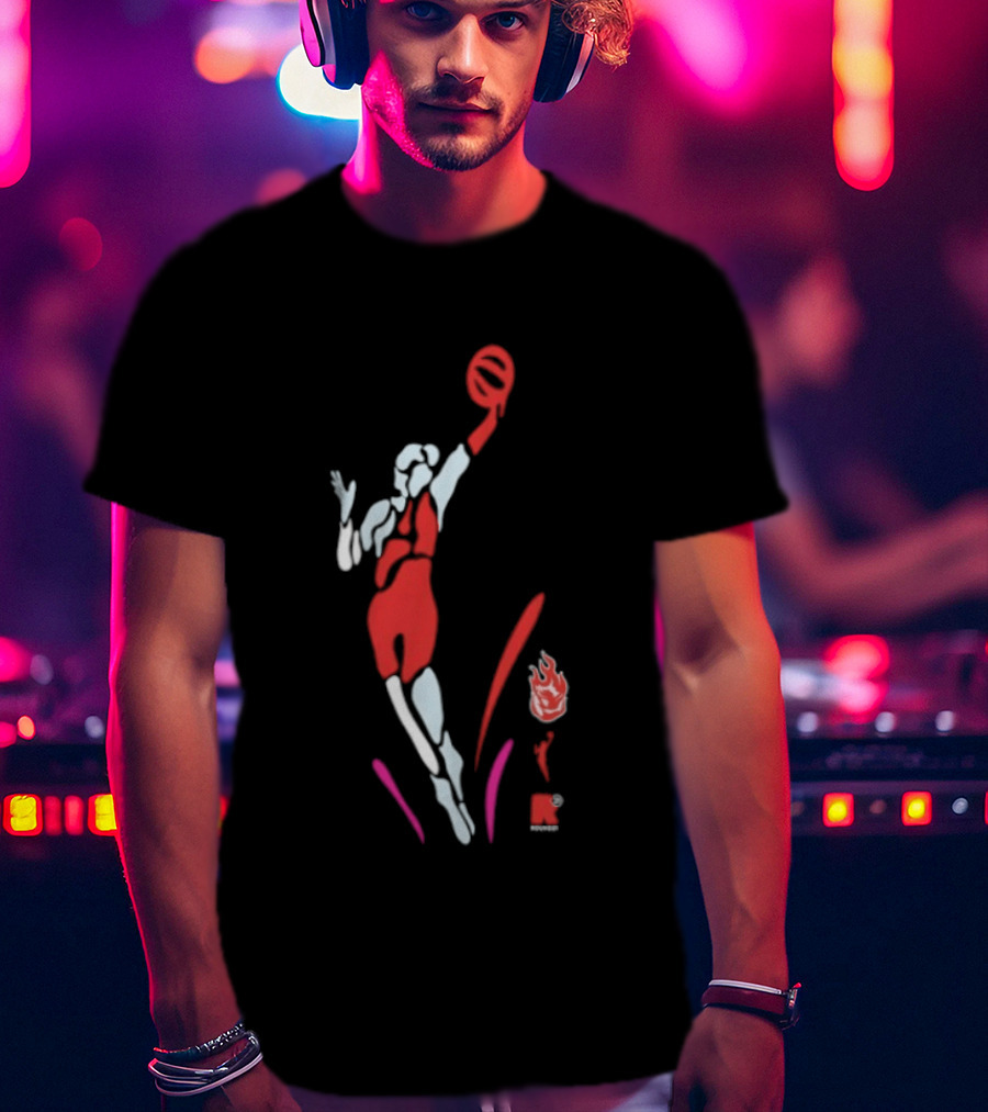 Portland Fire WNBA Round 21 Basketball Victory Player Silhouette Flame T-Shirt