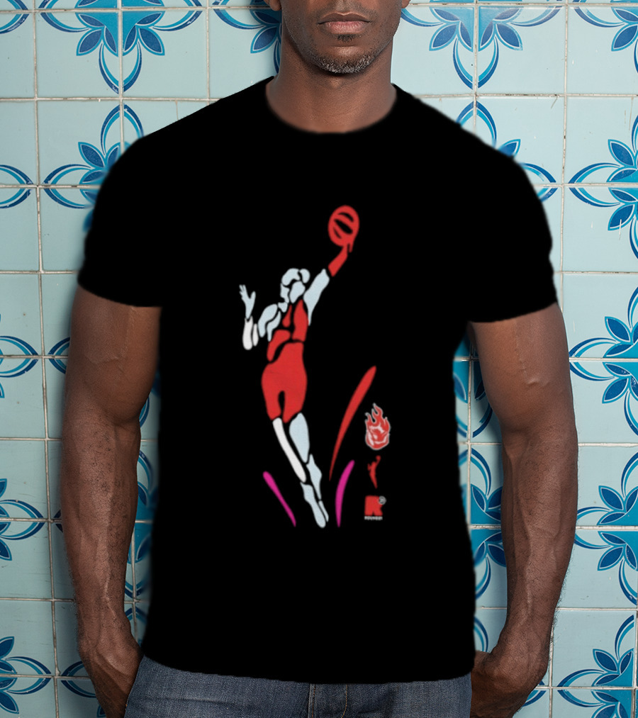 Portland Fire WNBA Round 21 Basketball Victory Player Silhouette Flame T-Shirt