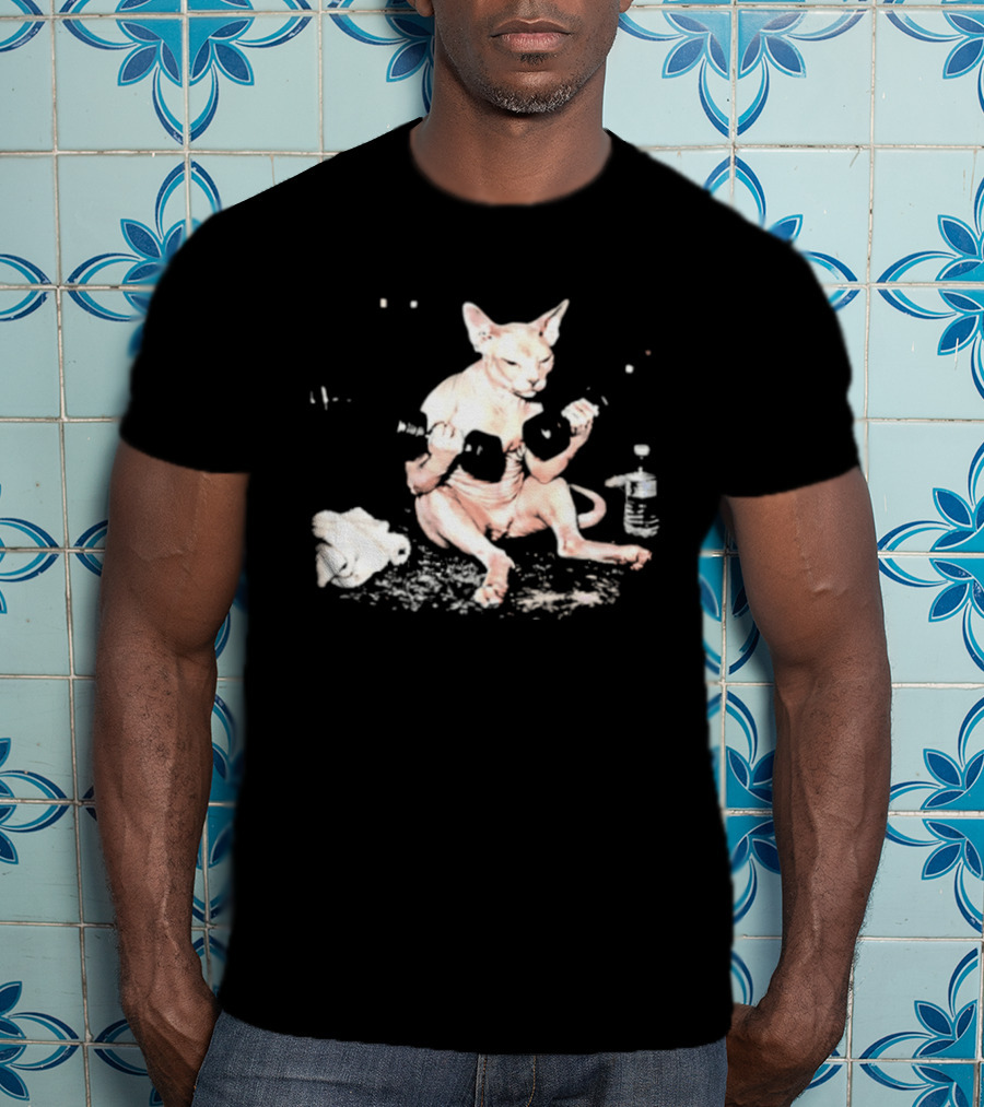 Sphynx Cat Lifting Weights Fitness T-Shirt