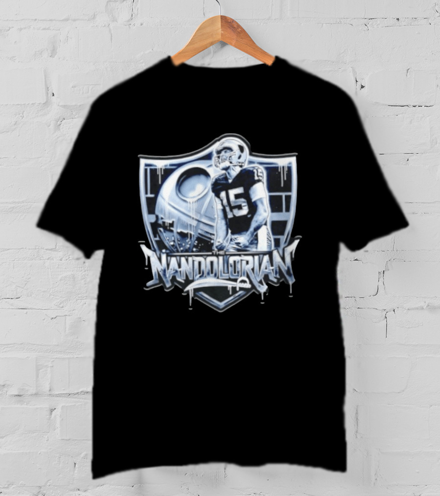 The Nandolorian Las Vegas Raiders Fernando Mendoza Quarterback 15 Star Wars Mandalorian T-Shirt