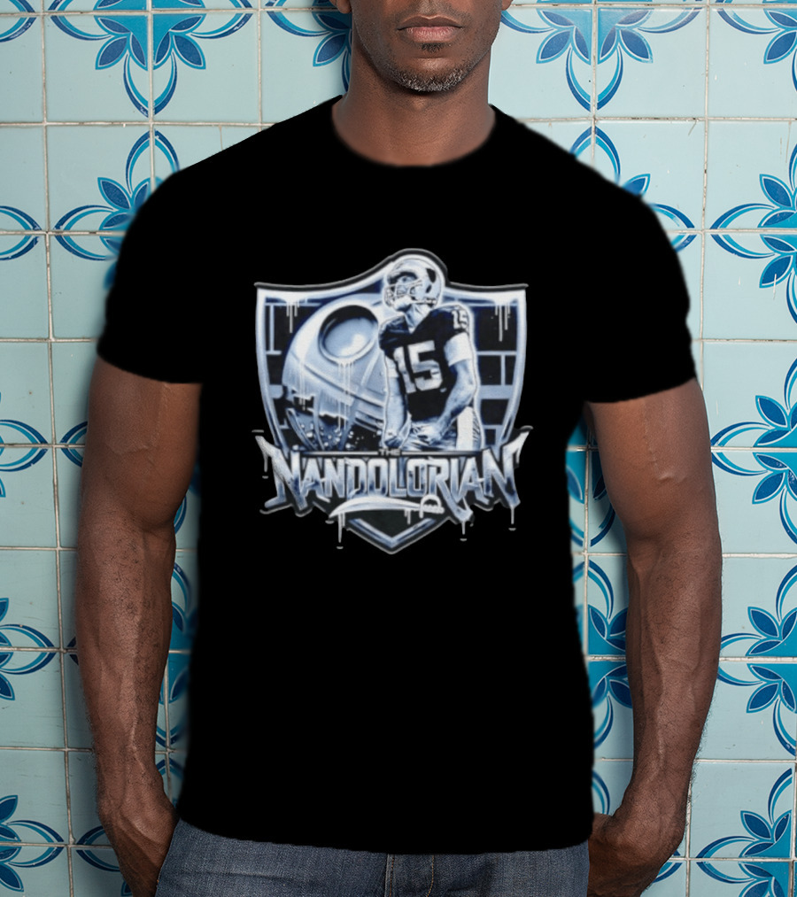 The Nandolorian Las Vegas Raiders Fernando Mendoza Quarterback 15 Star Wars Mandalorian T-Shirt