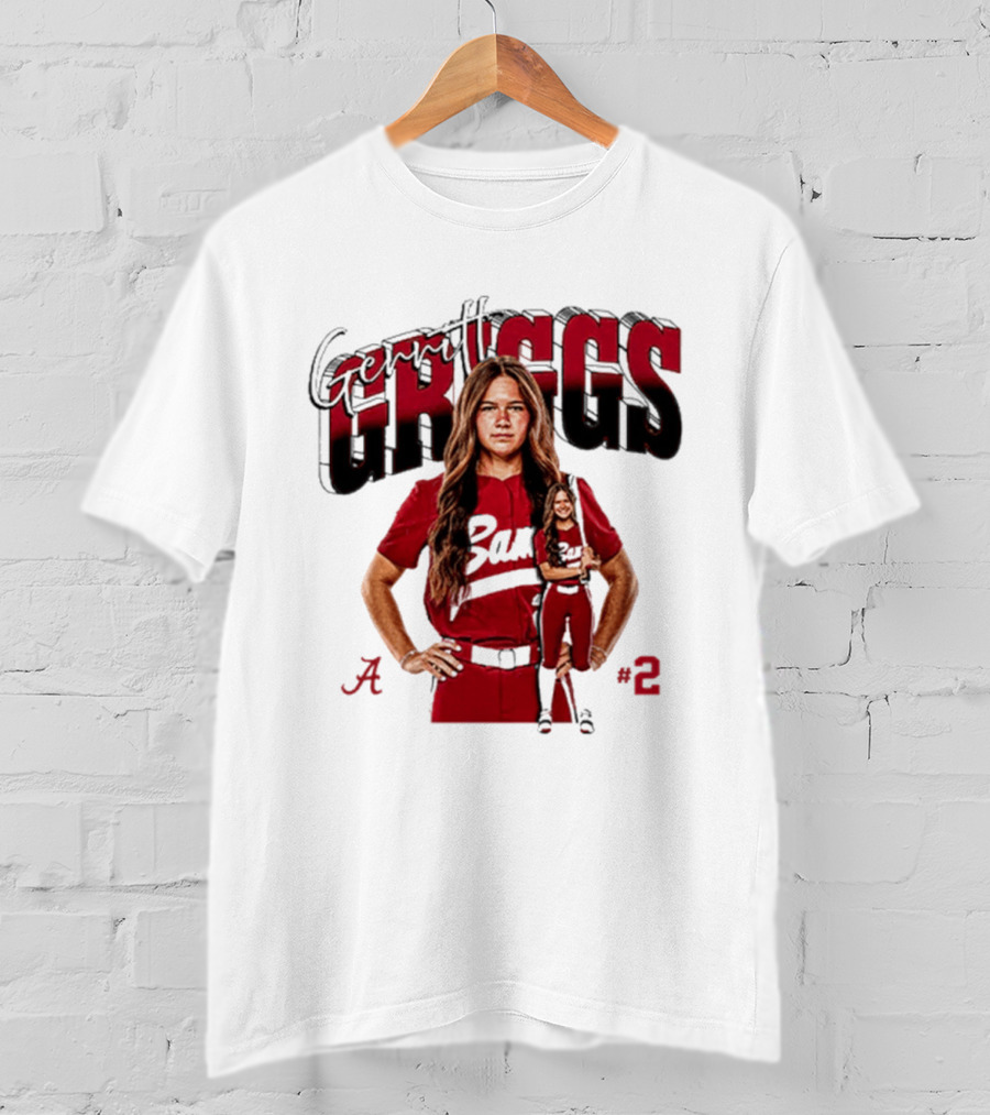 Gerritt Griggs Alabama Softball Player Red Uniform Number 2 T-Shirt