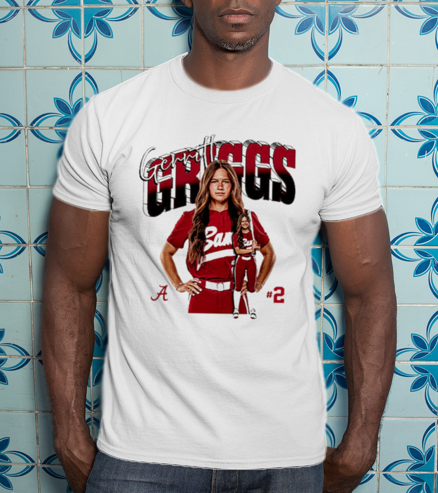 Gerritt Griggs Alabama Softball Player Red Uniform Number 2 T-Shirt