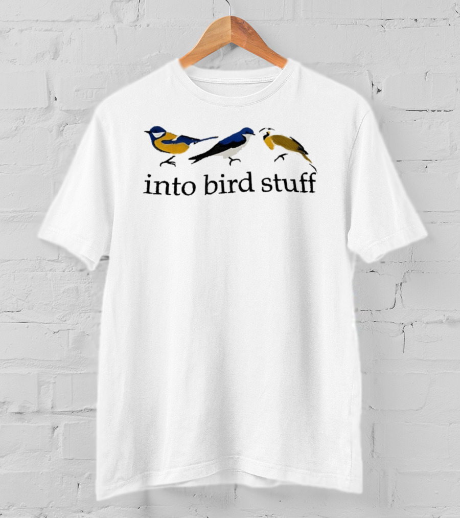 Into Bird Stuff Blue Yellow White Bird Illustrations T-Shirt