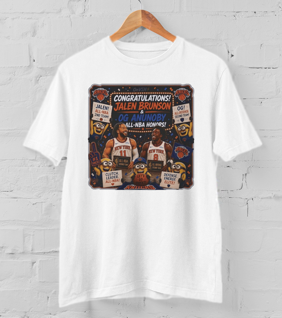 Congratulations Jalen Brunson OG Anunoby New York Knicks AllNBA Honors Second Team T-Shirt