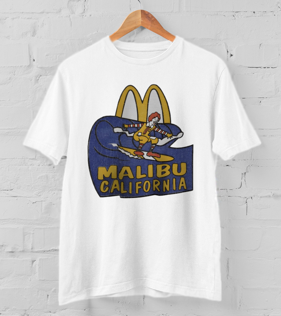 Malibu California Rare Ronald McDonald Surfing McDonald's Golden Arches T-Shirt