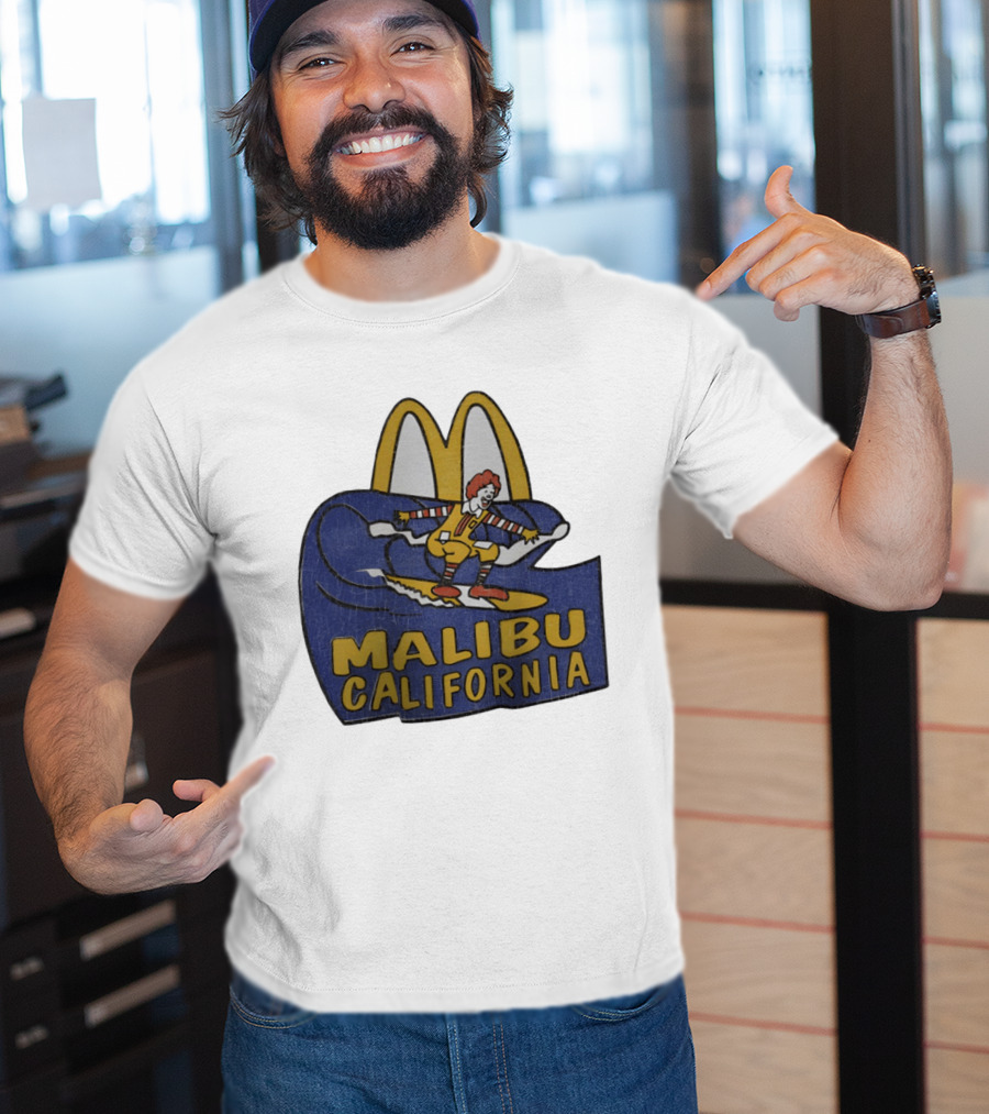Malibu California Rare Ronald McDonald Surfing McDonald's Golden Arches T-Shirt