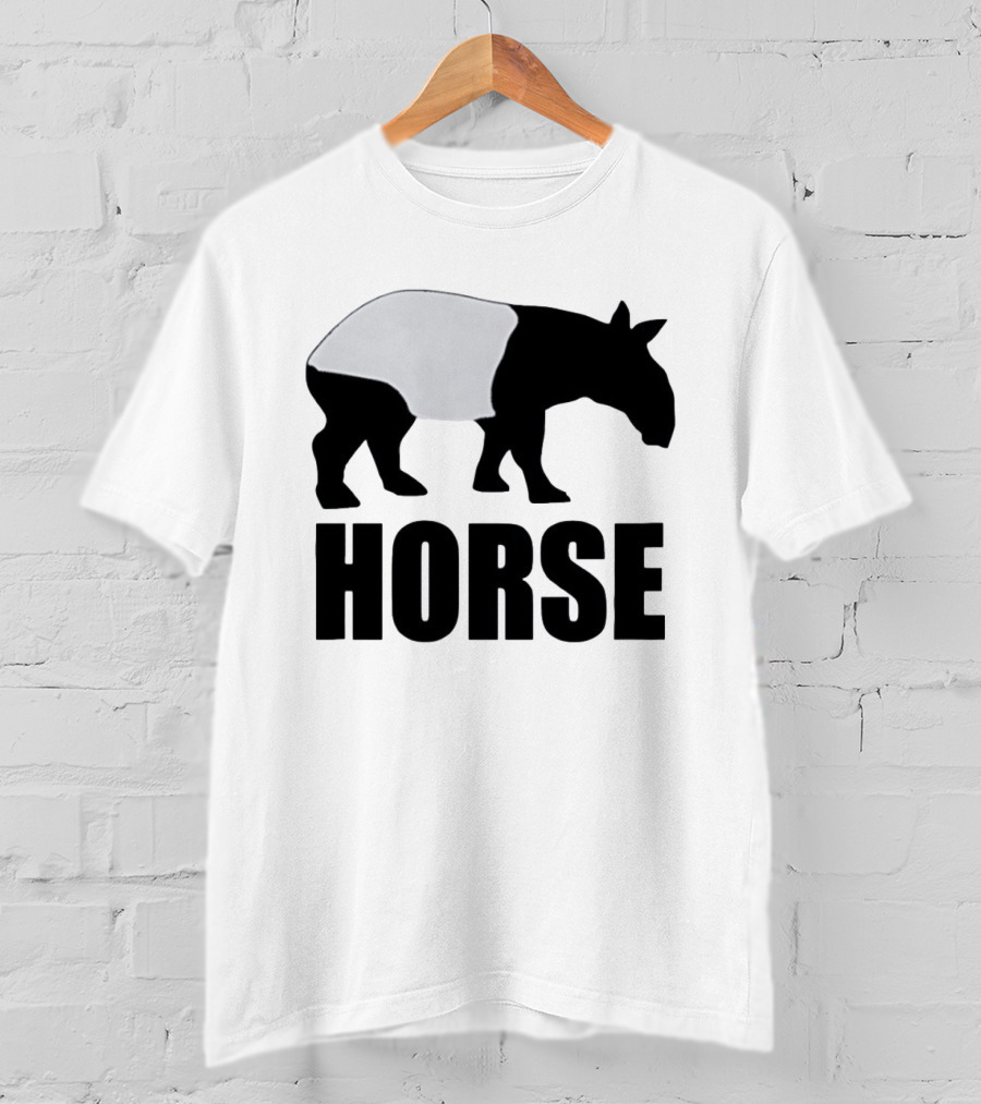 Mislabeled Animal Tapir Silhouette With Horse Text Optical Illusion T-Shirt