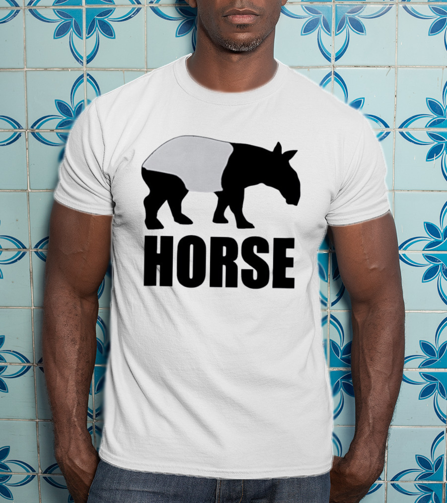Mislabeled Animal Tapir Silhouette With Horse Text Optical Illusion T-Shirt