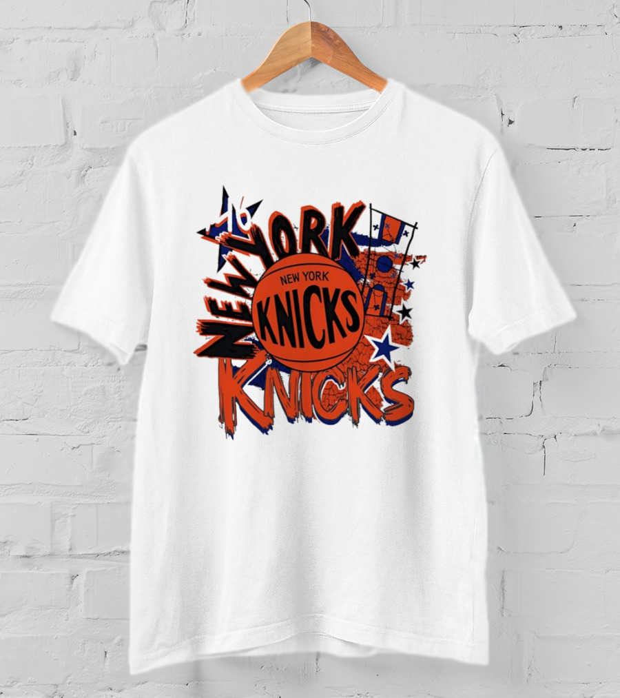 New York Knicks Vintage Basketball 46 Stars And Skyline T-Shirt