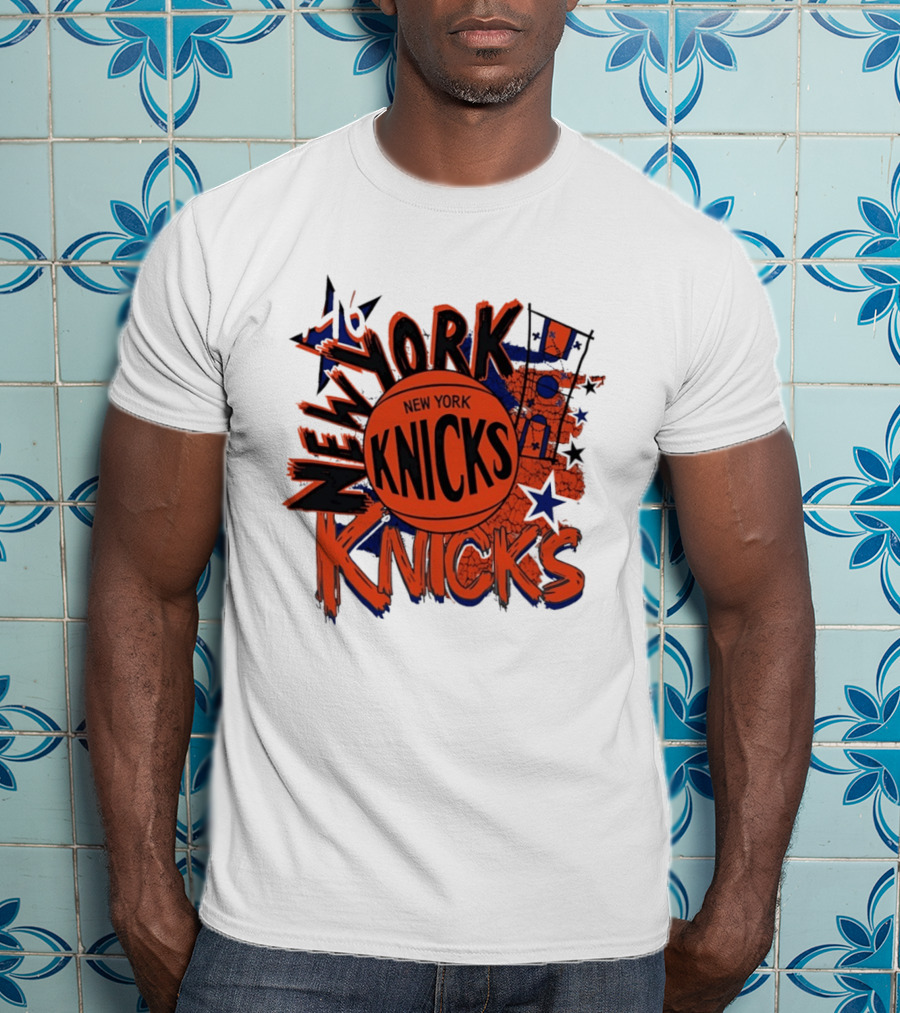 New York Knicks Vintage Basketball 46 Stars And Skyline T-Shirt