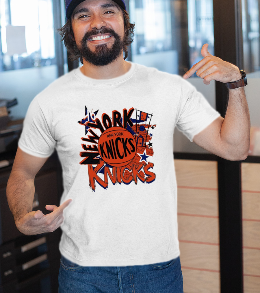 New York Knicks Vintage Basketball 46 Stars And Skyline T-Shirt