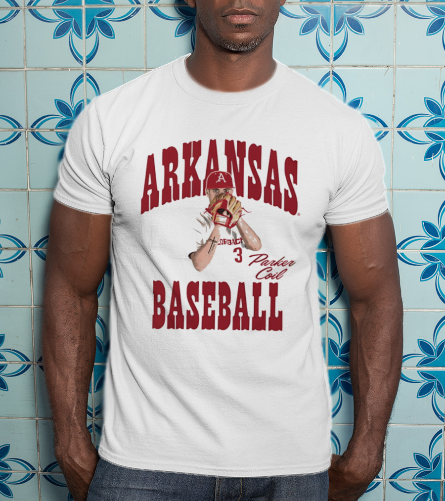 Arkansas Baseball Parker Coil Pitcher Glove Razorbacks Player 3 T-Shirt