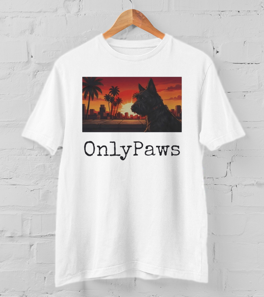 Scottish Terrier OnlyPaws Sunset Cityscape T-Shirt
