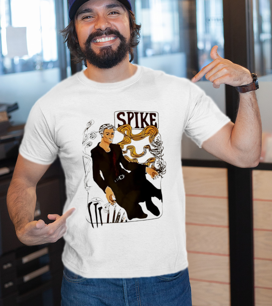 Spike Buffy The Vampire Slayer Illustrated Design With Abstract Vines And Accents T-Shirt