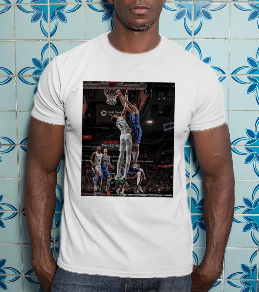 Victor Wembanyama San Antonio Spurs Dunk Vs Oklahoma City NBA Action T-Shirt