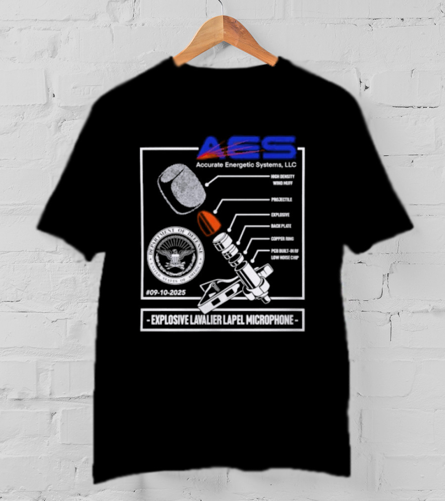 AEC Accurate Energetic Systems LLC Explosive Lavalier Lapel Microphone Components Technical Diagram T-Shirt