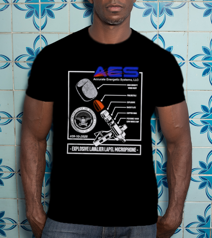 AEC Accurate Energetic Systems LLC Explosive Lavalier Lapel Microphone Components Technical Diagram T-Shirt