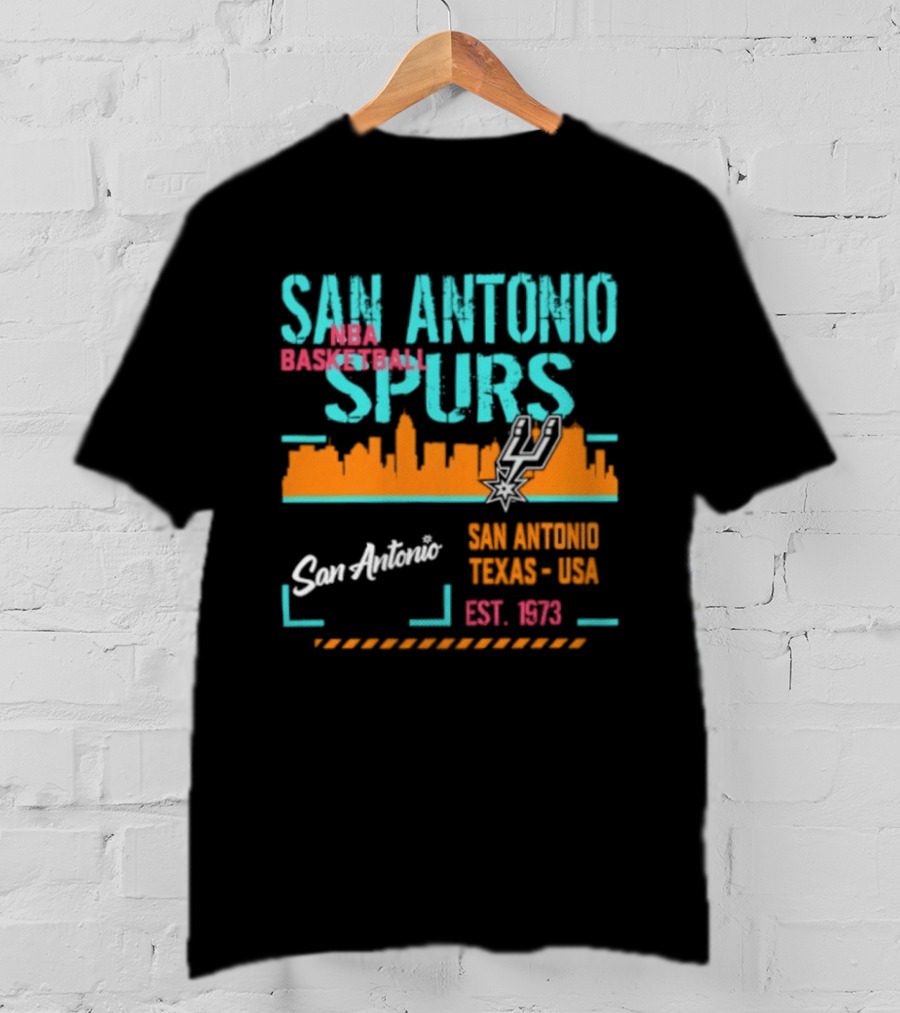 San Antonio Spurs NBA Basketball Skyline 1973 Est. Team Essentials T-Shirt