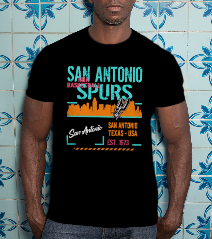 San Antonio Spurs NBA Basketball Skyline 1973 Est. Team Essentials T-Shirt