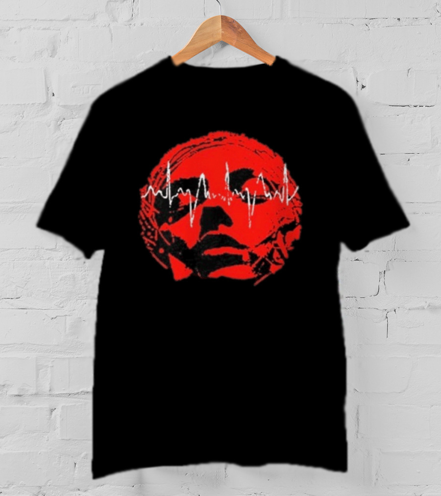 Converge Hum Of Hurt Red Face With White Waveform Lines T-Shirt