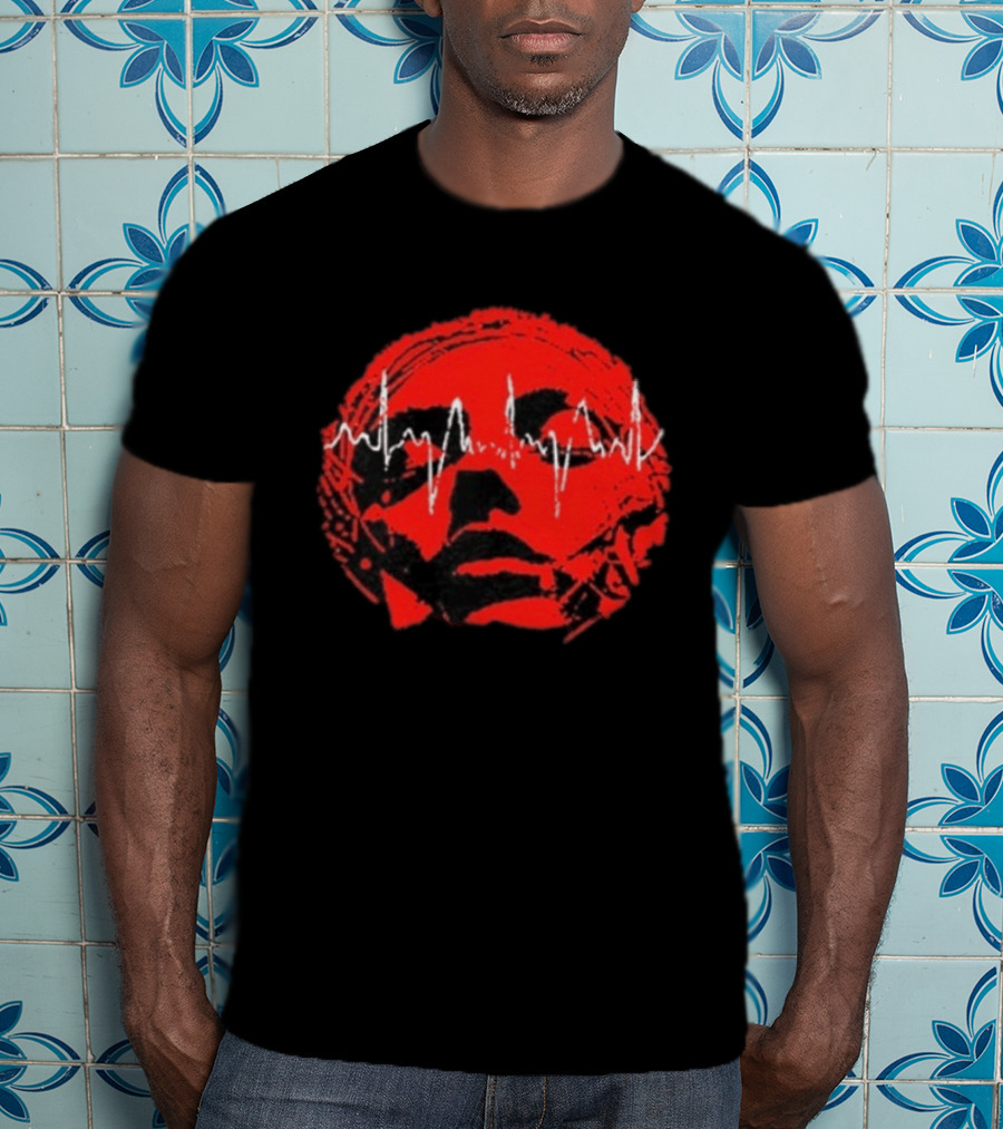 Converge Hum Of Hurt Red Face With White Waveform Lines T-Shirt
