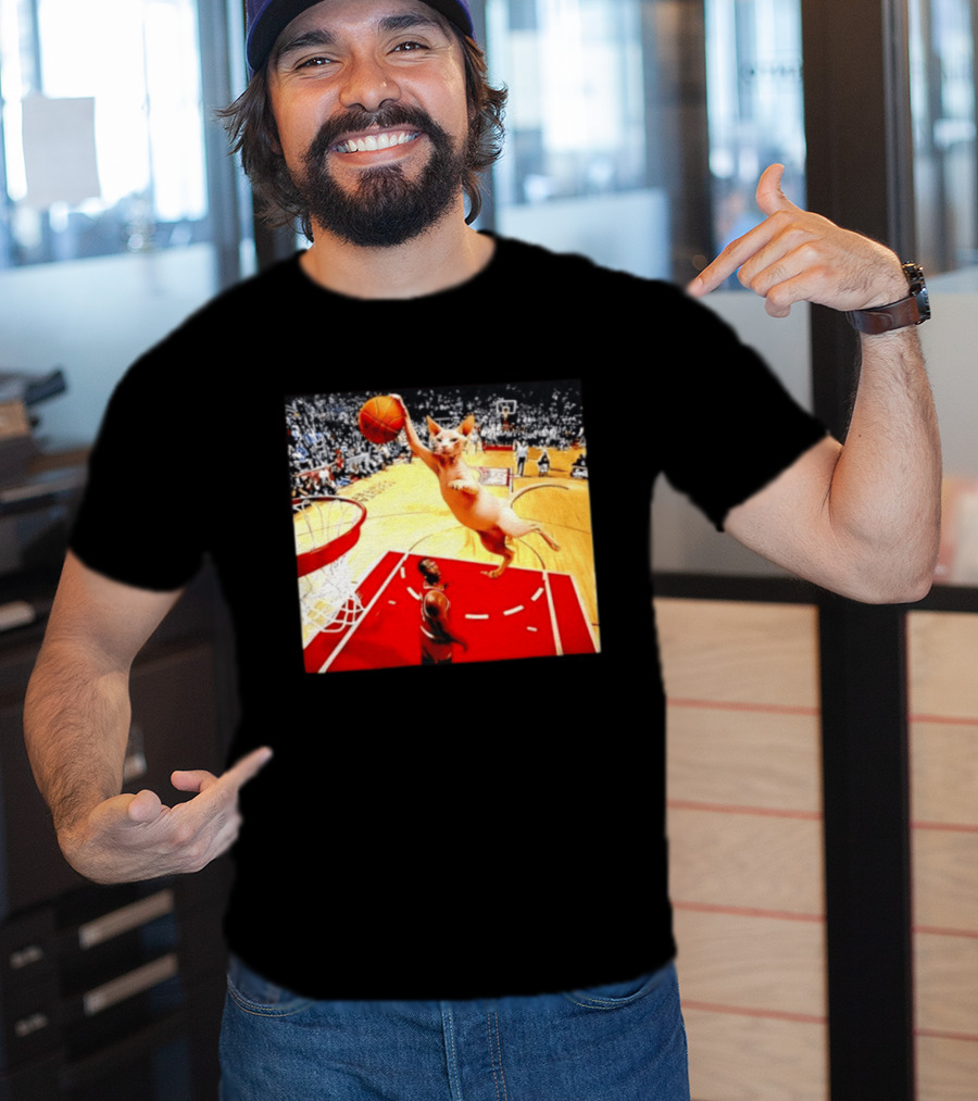 Sphynx Cat Slam Dunk Basketball Scene With Crowd T-Shirt