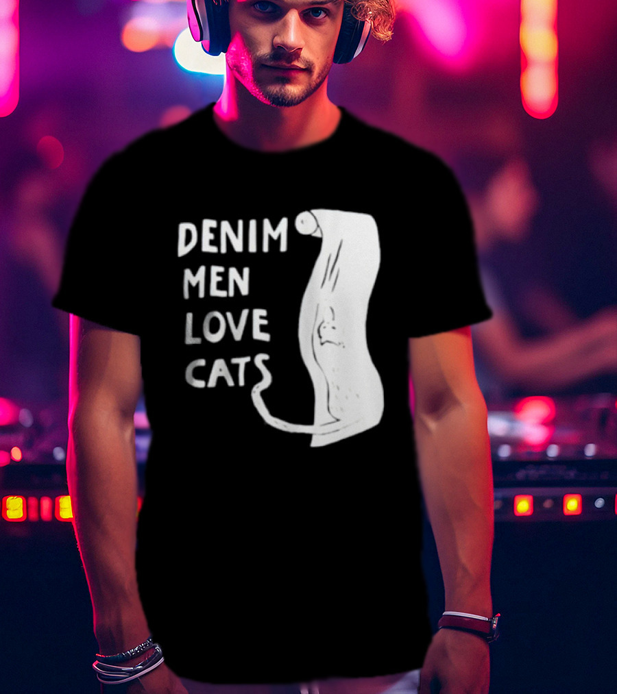Denim Men Love Cats Fashion T-Shirt