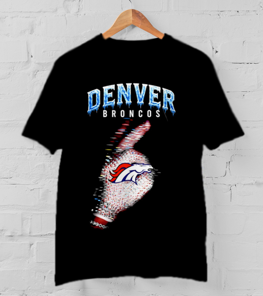 Denver Broncos Iceman 2026 Logo Glitched Hand Signal T-Shirt