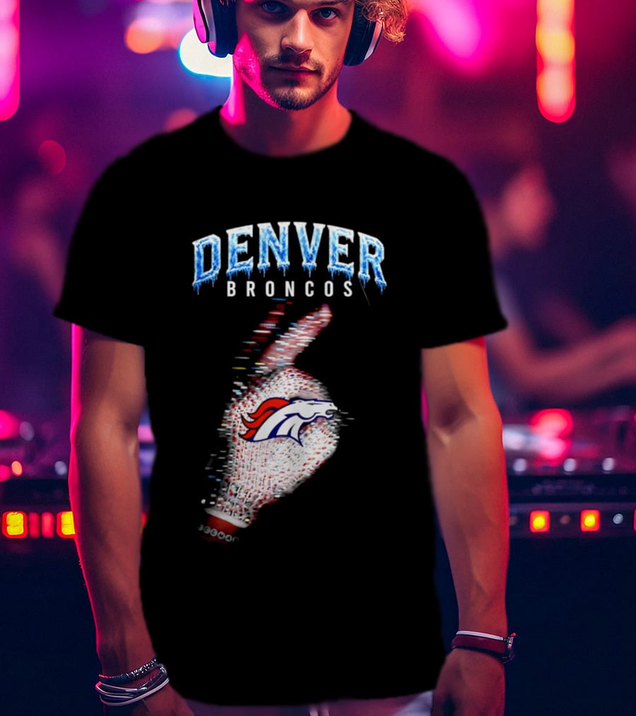 Denver Broncos Iceman 2026 Logo Glitched Hand Signal T-Shirt